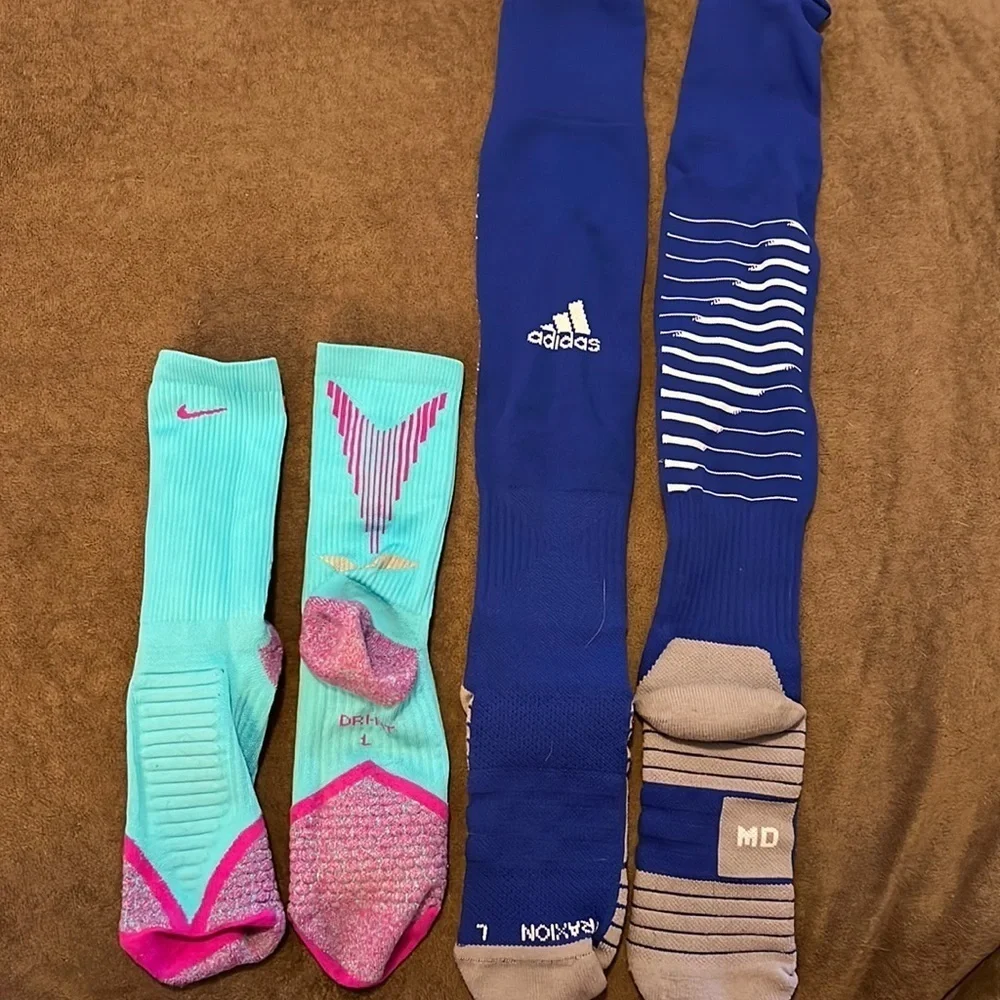 Nike and Adidas size large socks. Two lengths